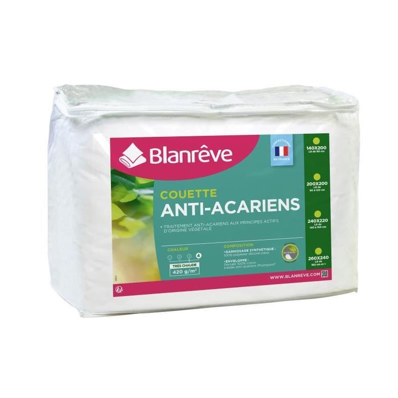 Couette chaude anti-acariens 420g/m² 240x260cm
