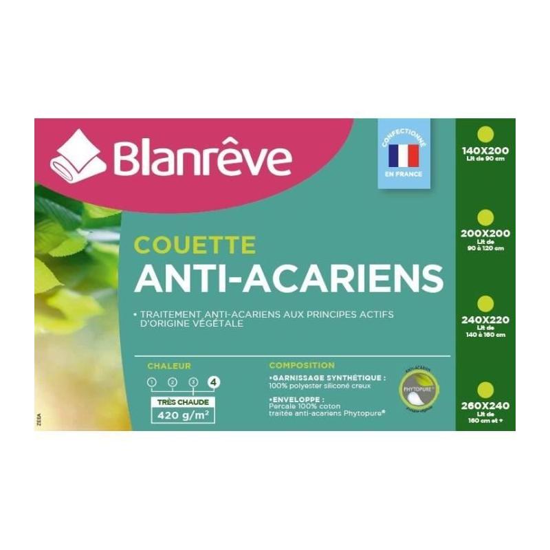 Couette chaude anti-acariens 420g/m² 240x260cm