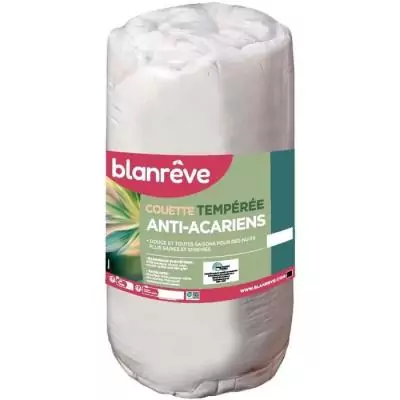 Couette tempérée anti-acariens 300 gr/m² BLANREVE - Blanc