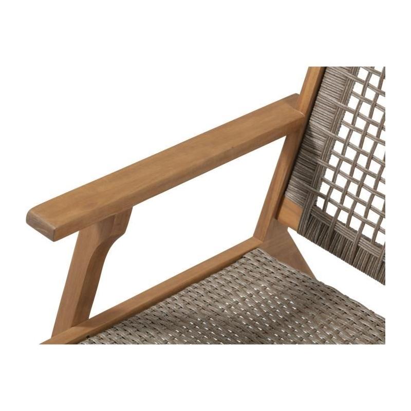 Fauteuil de jardin BORA en bois d'Acacia FSC et résine tressée