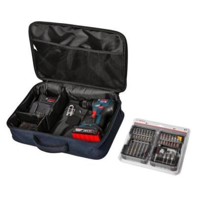 Perceuse-visseuse Bosch Pro: GSR 18V-50 + 2 batt. 2,0Ah + chrg. GAL 18V-20 + 43 acc. + Sacoche