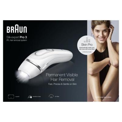Épilation durable avec l'épilateur lumière pulsée Braun - 3 niveaux - 300 000 flashes