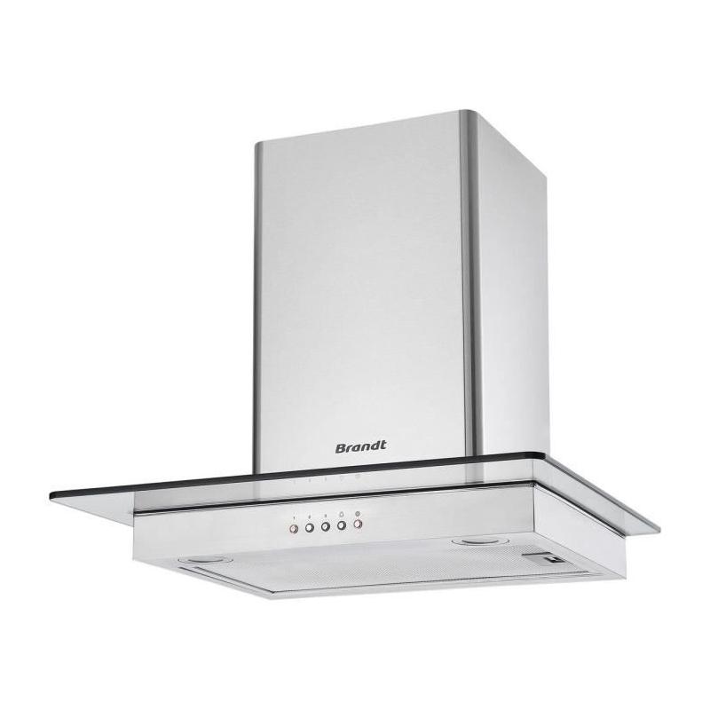 Hotte murale BRANDT BHB1644IX 60cm Inox + Verre
