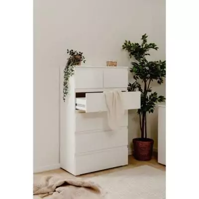 Commode CAPETOWN Blanc Brillant - 6 Tiroirs - L80cm