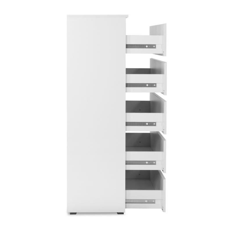 Commode CAPETOWN Blanc Brillant - 6 Tiroirs - L80cm