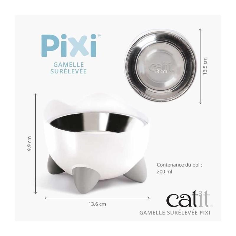 Gamelle pour chat - CATIT - PIXI - 200ml - Surélevée - Blanc
