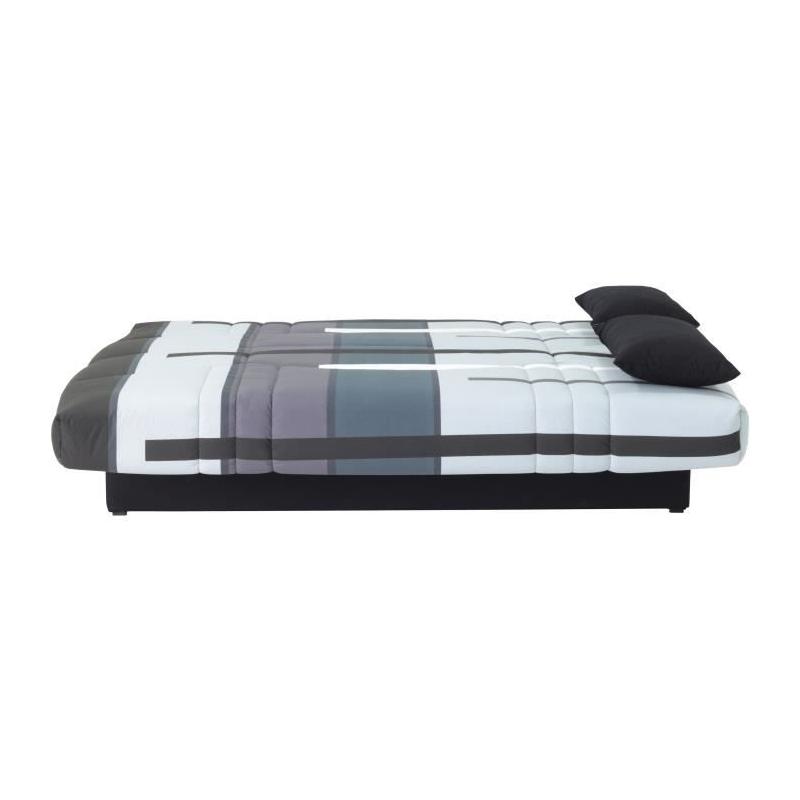 Canapé Clic Clac 3 places DREAM - Tissu 100% Coton - Imprimé Piste Gris