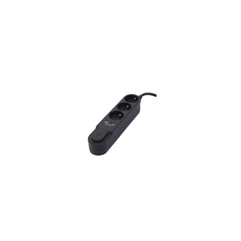 Bloc multiprise CHACON: 3 prises, 2 ports USB - 1,5 m câble