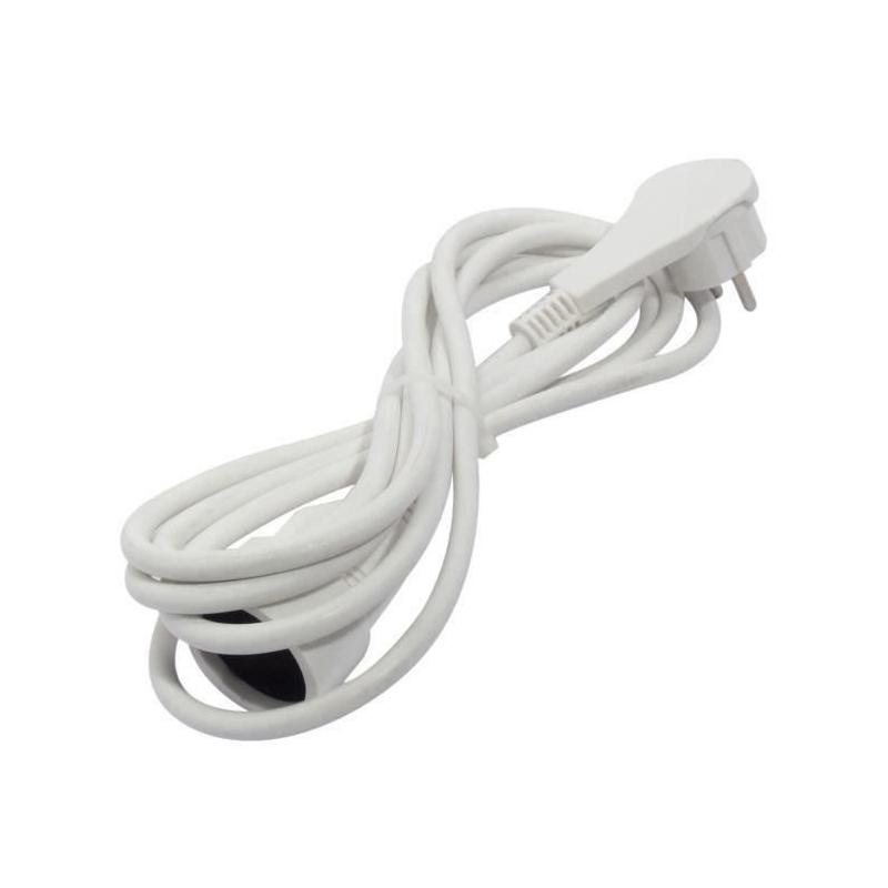 Rallonge CHACON 3x1,5mm² - 3m - Fiche plate - Blanc