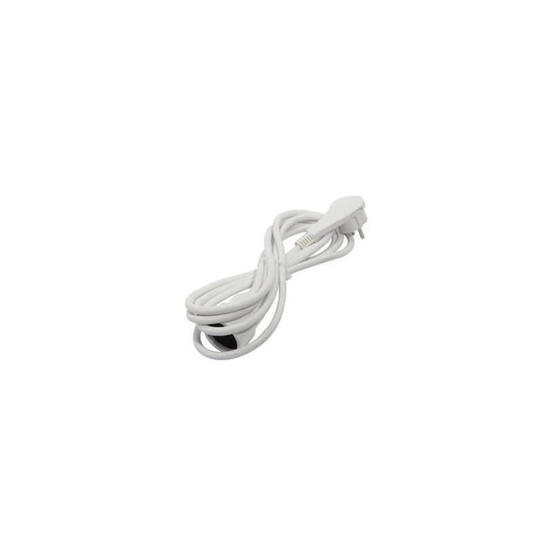 Rallonge CHACON 3x1,5mm² - 3m - Fiche plate - Blanc