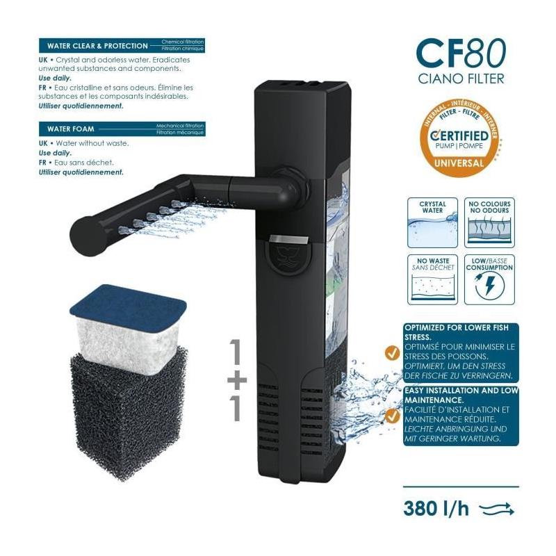 Aquarium 60L CIANO: Filtre, LED, Chauffage inclus - Blanc