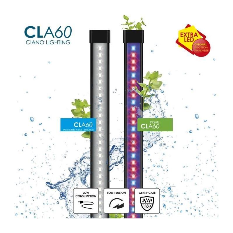Aquarium 60L CIANO: Filtre, LED, Chauffage inclus - Blanc