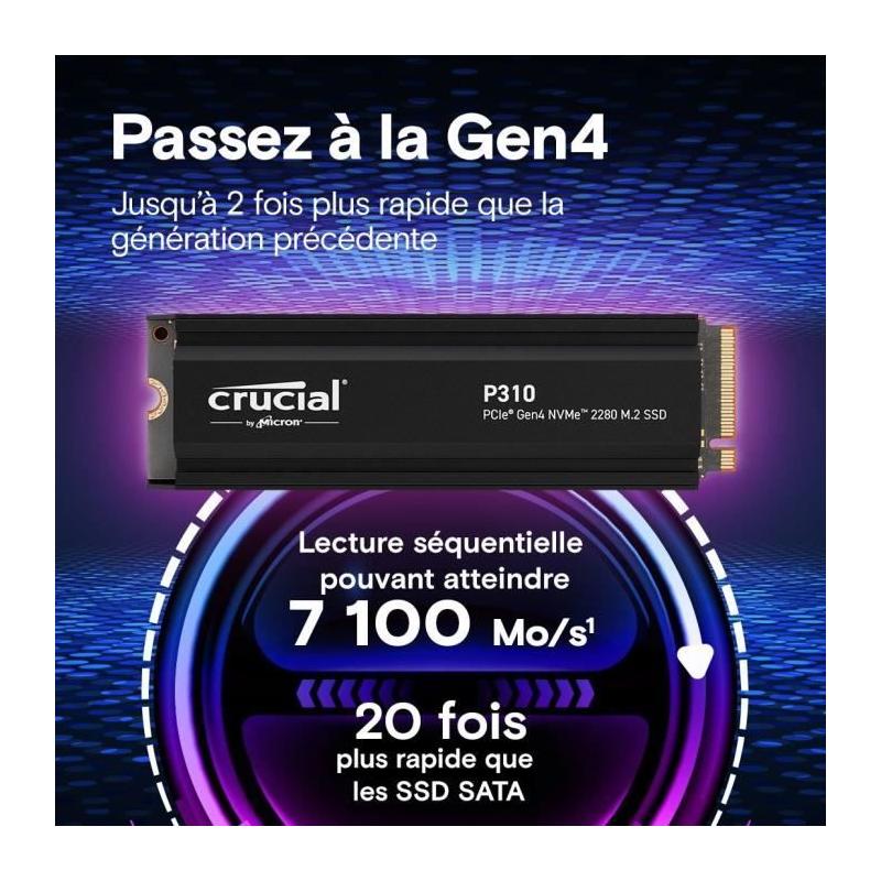La performance ultime avec le SSD interne Crucial P310 1TB NVMe M.2!