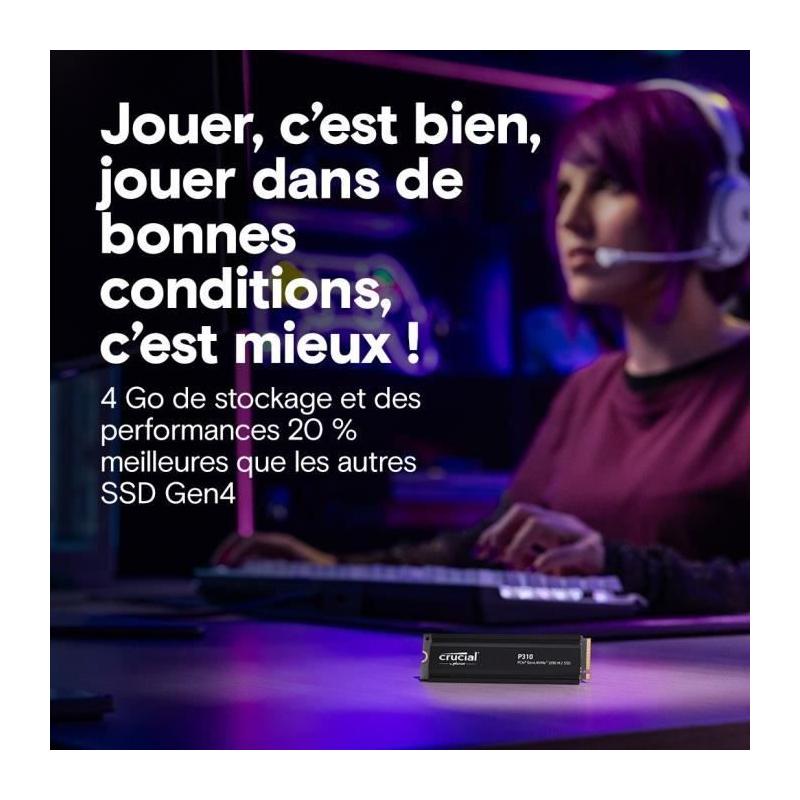 CRUCIAL P310 SSD Interne 2TB Gen4 NVMe M.2 - Rapide jusqu'à 7100 Mo/s
