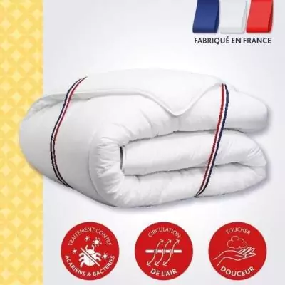 Couette tempérée anti-acariens 300g/m² Victoria 240x260 cm blanc Couette tempérée anti-acariens 300g/m² Victoria 240x260 cm blanc