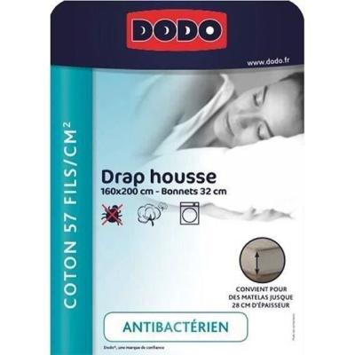 Drap housse DODO 160x200 cm - Coton - Blanc
