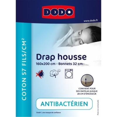 Drap housse DODO 160x200 cm - Coton - Blanc