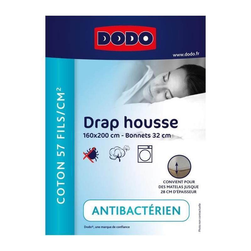 Drap housse DODO 160x200 cm - Coton - Blanc