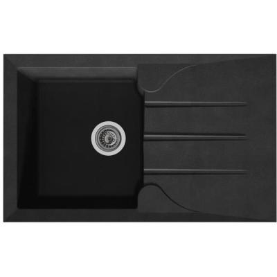 Évier cuisine encastrable 1 bac + 1 égouttoir Aloa - Résine - 81 x 50 cm - Noir