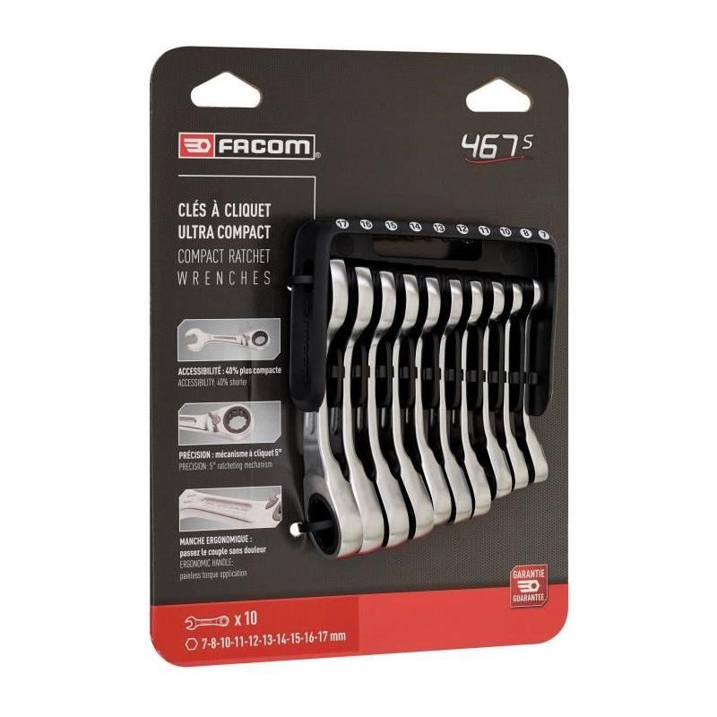Ensemble de 10 clés mixtes FACOM - Avec cliquet et étui portable