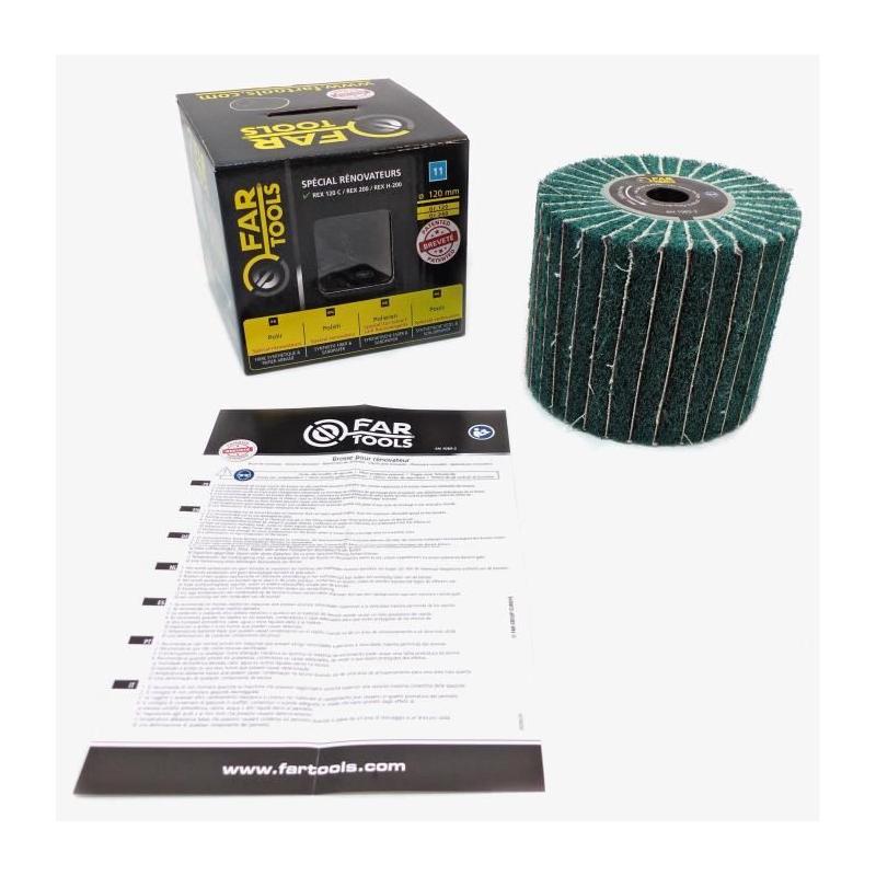 Brosse synthétique et lamelles abrasives - FARTOOLS - Ø120mm/L100mm - A240/A120