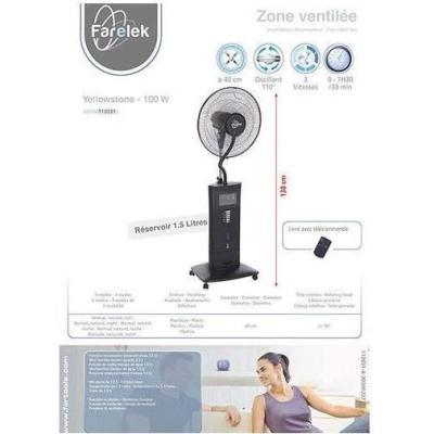 Ventilateur brumisateur sur pied Yellowstone Ø40cm 100W noir