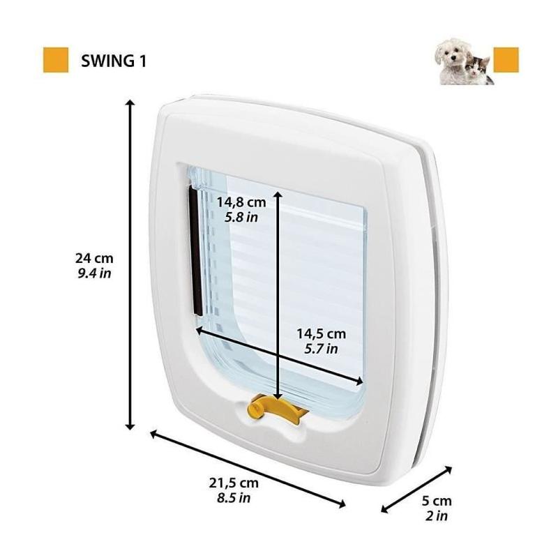 Chatière FERPLAST Swing 1 - Gris - Pour chat - 21,5 x 5 x 24 cm