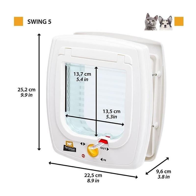 Chatière FERPLAST Swing 5 - Gris pour Chat - 22,5 x 16,2 x 25,2 cm