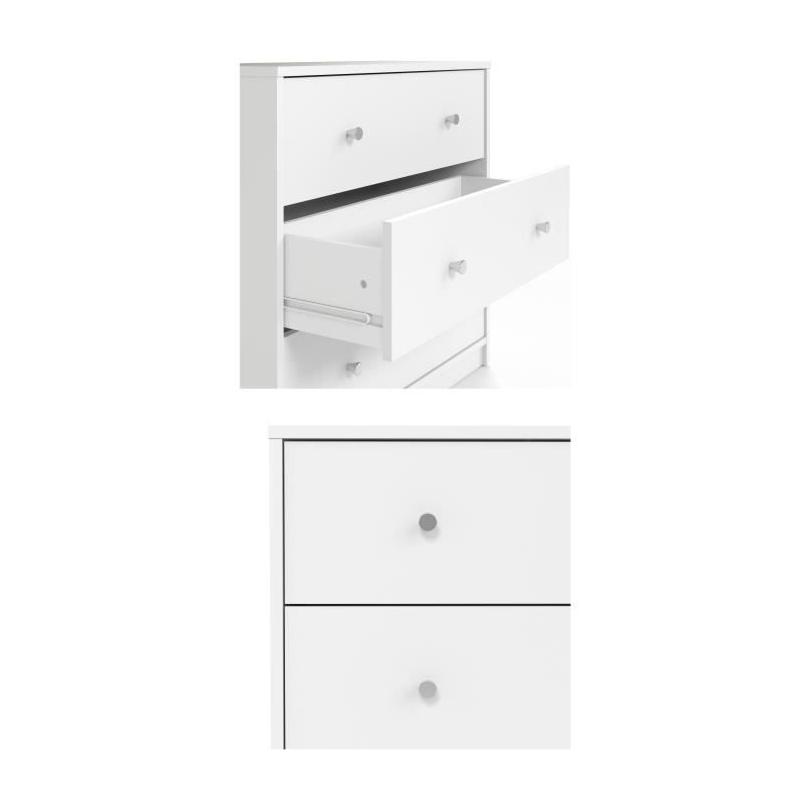 Commode de chambre OREGON - 3 tiroirs - Blanc Moderne