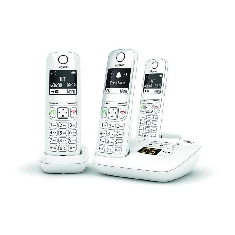 Téléphone Fixe AS690 A Trio Blanc - GIGASET: 20 sonneries - Mains libres