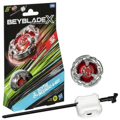Pack de départ Beyblade X, Scythe Incendio 4-60T: toupie équilibrée et lanceur