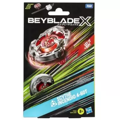 Pack de départ Beyblade X, Scythe Incendio 4-60T: toupie équilibrée et lanceur