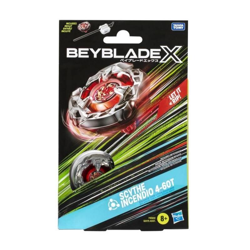 Pack de départ Beyblade X, Scythe Incendio 4-60T: toupie équilibrée et lanceur