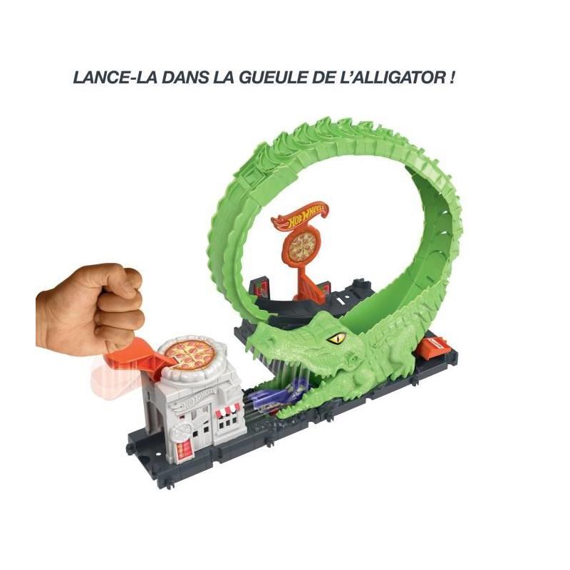 Course effrénée avec le circuit Voiture Hot Wheels - Attaque de l'Alligator!