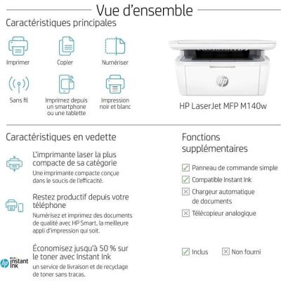 Imprimante multifonction HP LaserJet M140w - Noir et Blanc