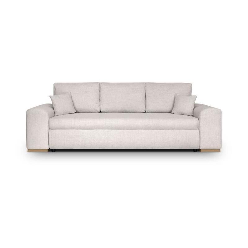 Canapé convertible avec coffre de rangement 3 places - INDIAN - Tissu beige