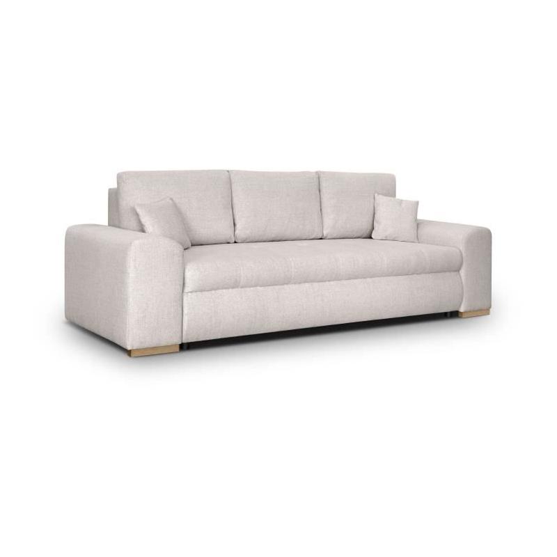 Canapé convertible avec coffre de rangement 3 places - INDIAN - Tissu beige