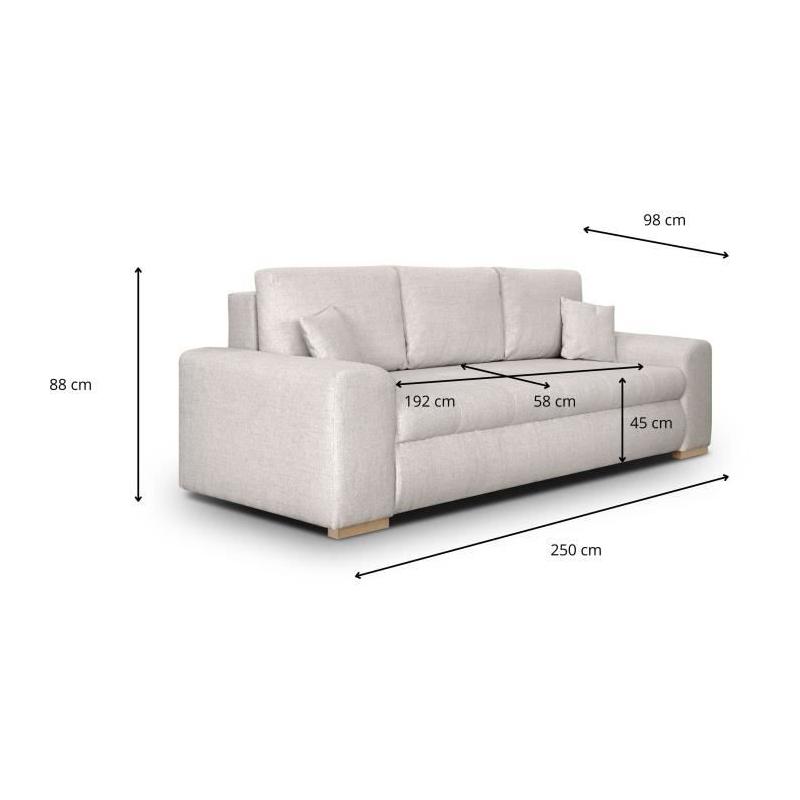 Canapé convertible avec coffre de rangement 3 places - INDIAN - Tissu beige