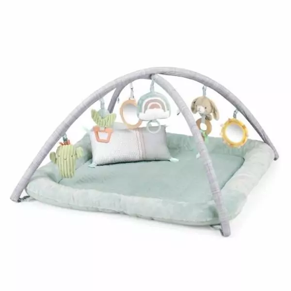 INGENUITY Tapis d'éveil au sol bébé Calm Spring Extra moelleux 6 jouets mutil sensoriels détachable