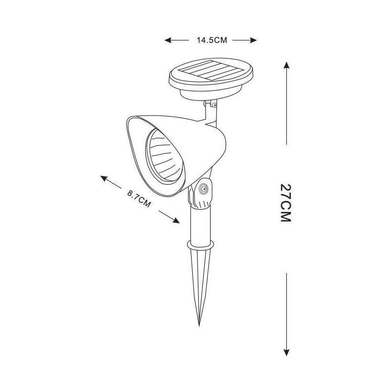 Spot solaire en plastique - 3 LED - Noir pour éclairage extérieur