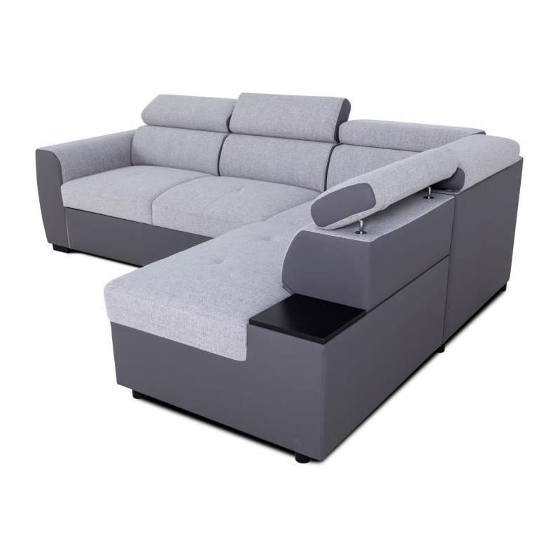 Canapé d'angle convertible réversible KELIO - Anthracite/Gris - 4/5 places