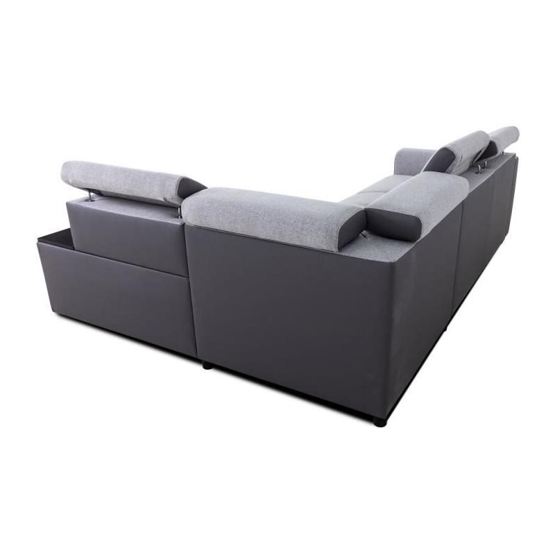 Canapé d'angle convertible réversible KELIO - Anthracite/Gris - 4/5 places