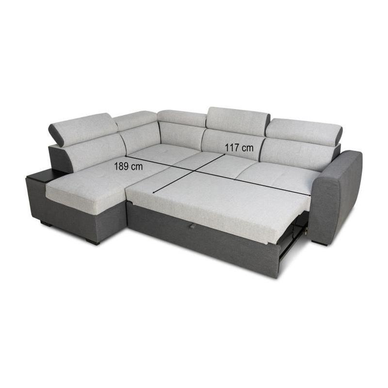 Canapé d'angle convertible réversible KELIO - 4/5 places - Anthracite/Gris