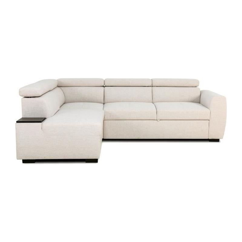 Canapé d'angle convertible réversible KELIO - Tissu Beige