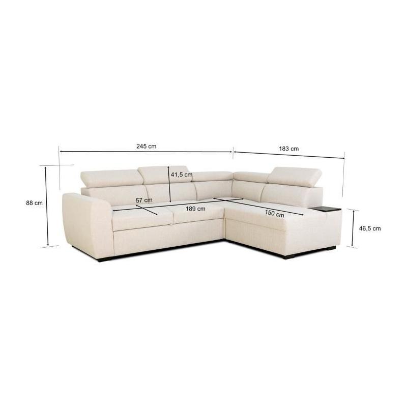 Canapé d'angle convertible réversible KELIO - Tissu Beige