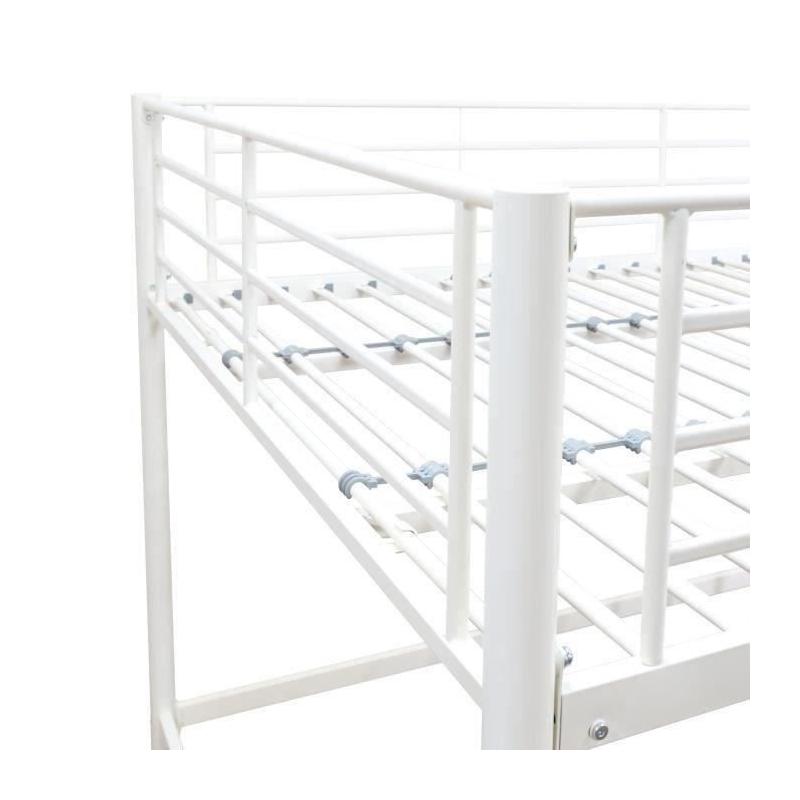 Lit mezzanine en métal ELIOT - Blanc 140x200 cm - Sommier inclus