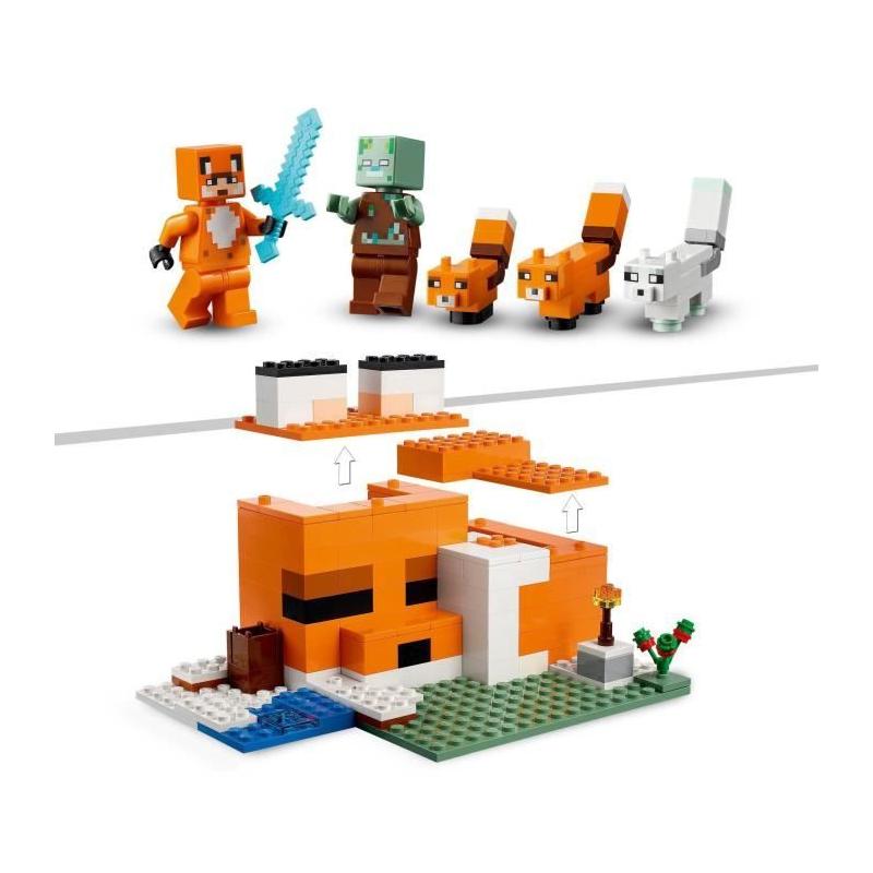 LEGO 21178 Minecraft: Le Refuge du Renard - Set de Construction Amusant pour Enfants de 8 ans et +
