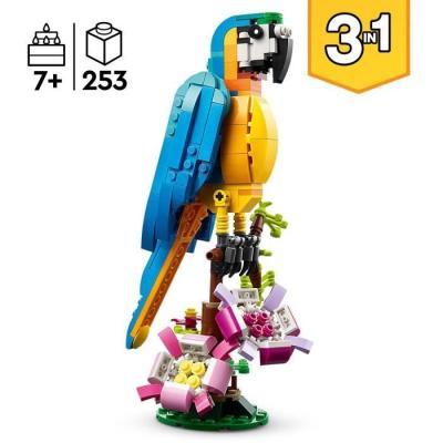 LEGO Creator 3-en-1 31136 Le Perroquet Exotique : Figurines Animaux de la Jungle!