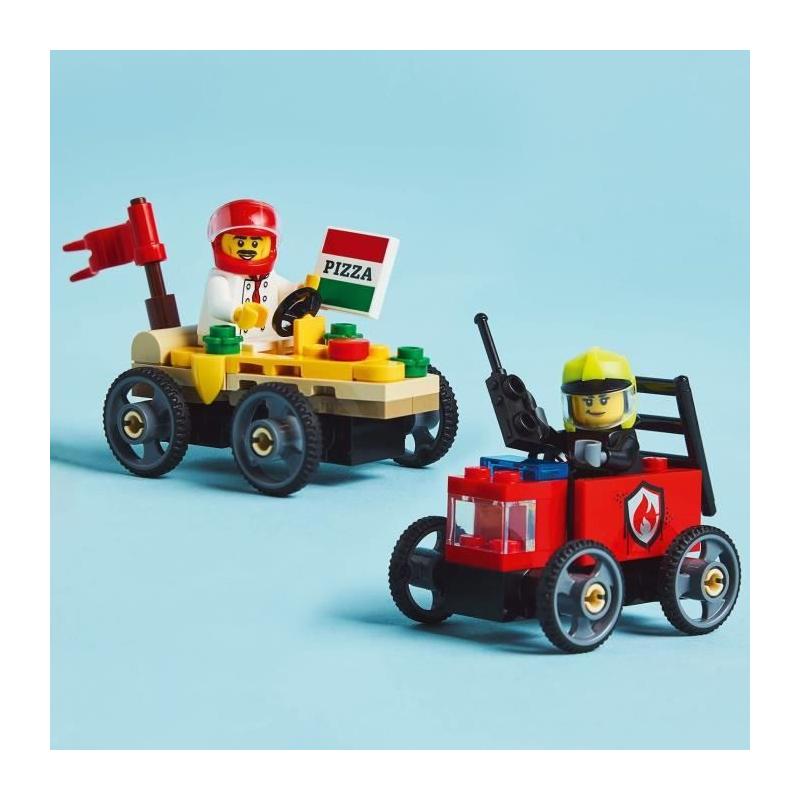 Pack de bolides de course LEGO City : duel camion pizza vs camion pompiers