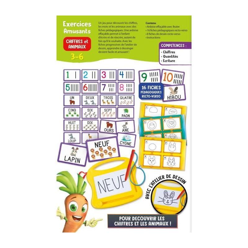 Calculs ludiques avec l'ardoise magique CAROTINA: apprendre les chiffres